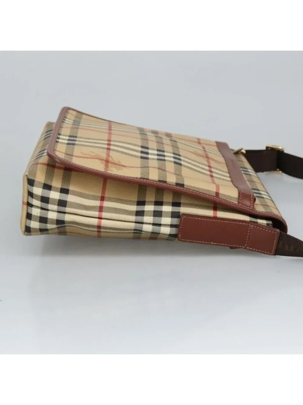 Authentic BURBERRY Nova Check Shoulder Bag PVC Beige Gold - Picture 10 of 16